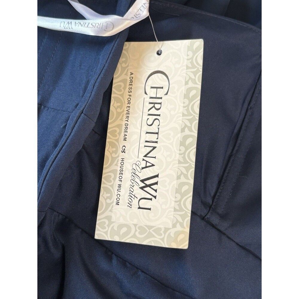 Christina Wu Celebration Navy Chiffon Bridesmaid Dress Size 6 Strapless BM39 NWT - Picture 5 of 7